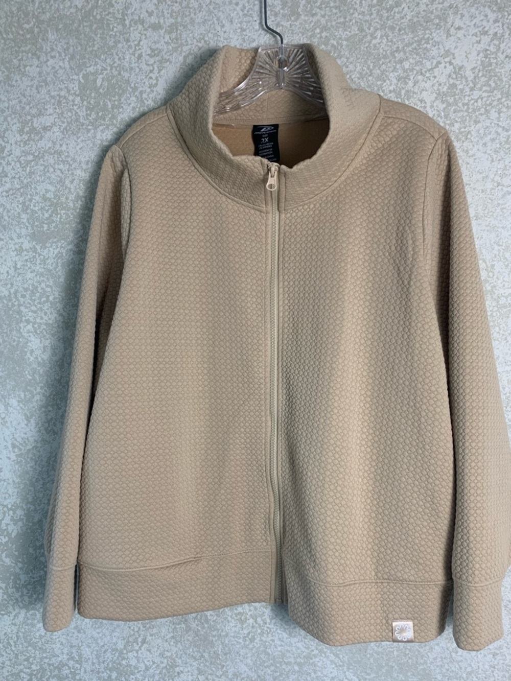 Pro Player Women's Neutral Beige Zip-Front Jacket 2X Oversize Cozy Lightweight